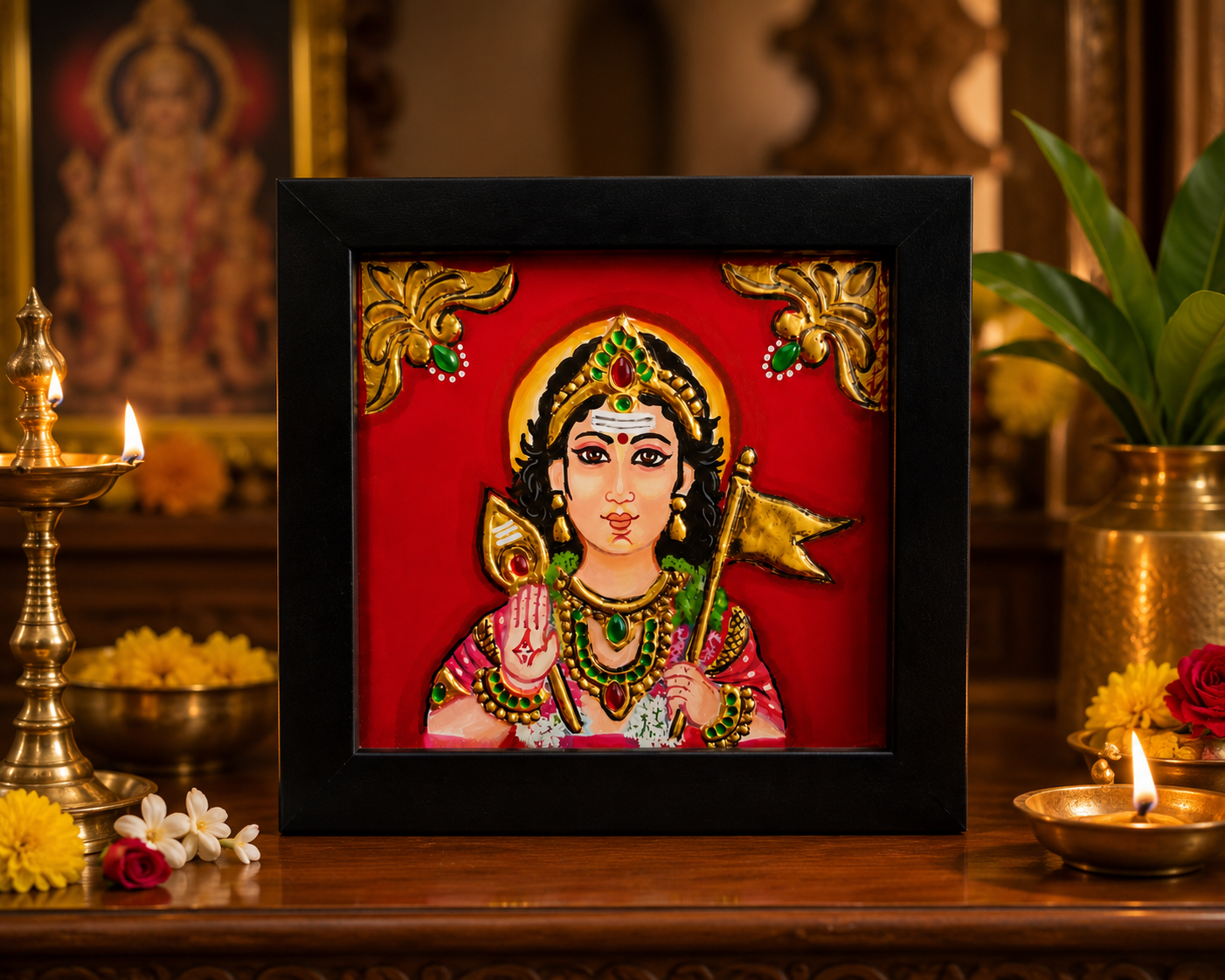 Murugar Mini Tanjore Painting – Handmade Divine Art