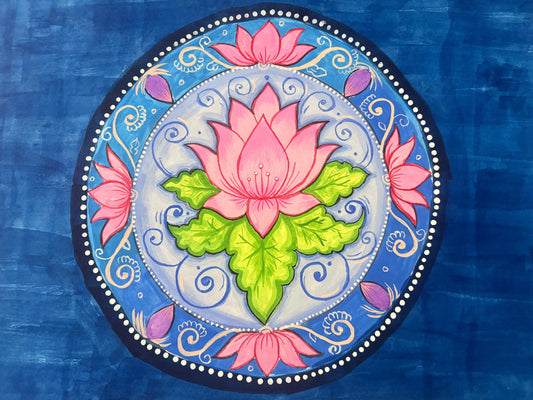 Healing Lotus | Original Watercolour Lotus Painting | A3 Handmade Floral Wall Art